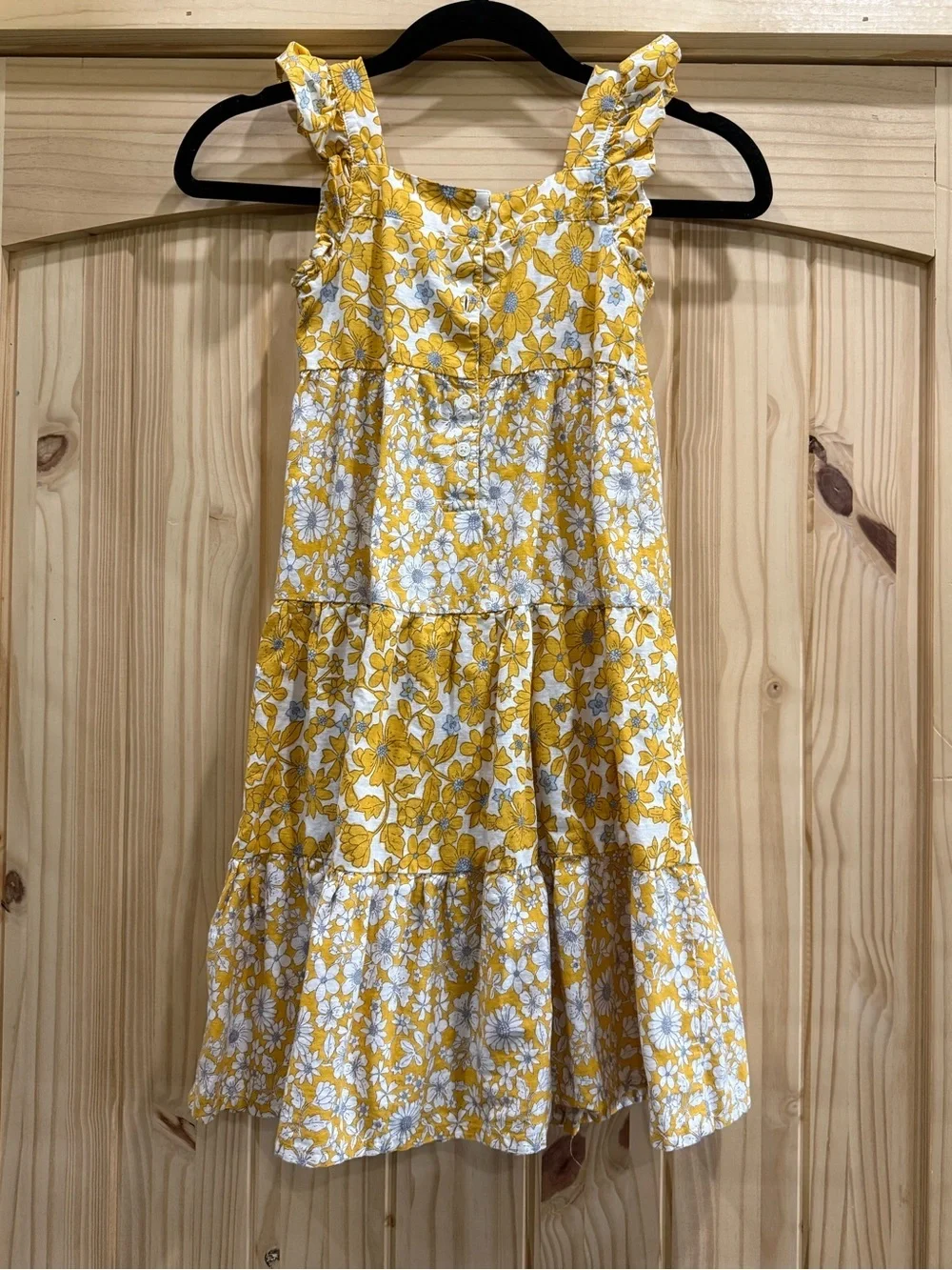 Carters Girls Yellow White Floral Ruffle Strap Sundress